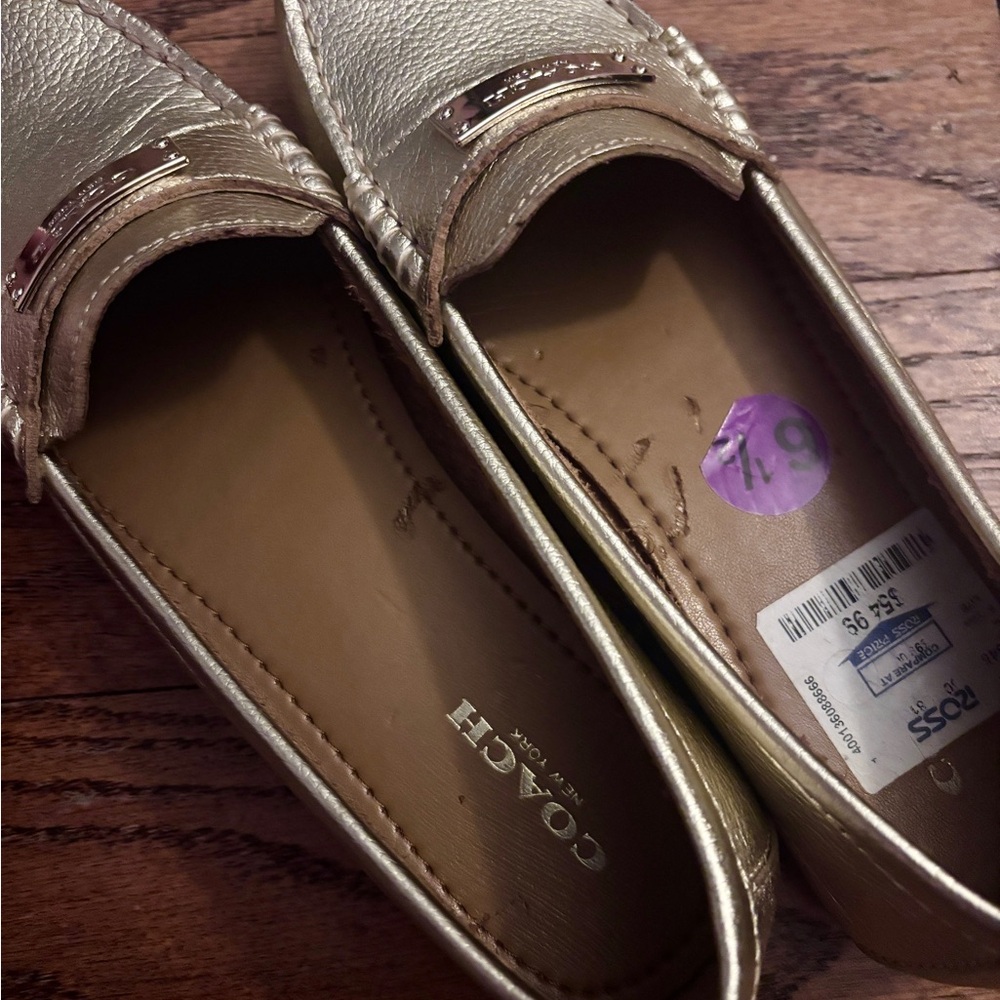 Coach Metallic Gold Penny Loafers - Women's - Picture 8 of 9